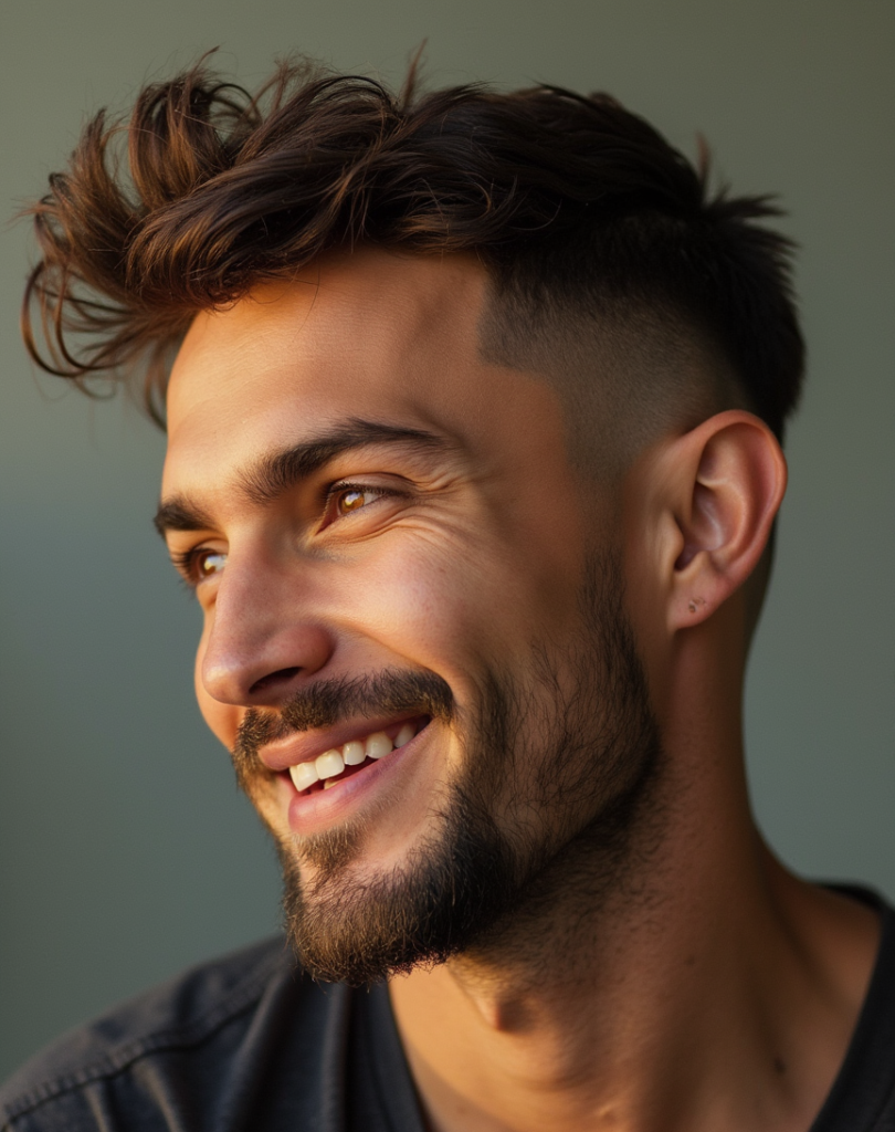 Round Face Shape: Burst Fade Mullet